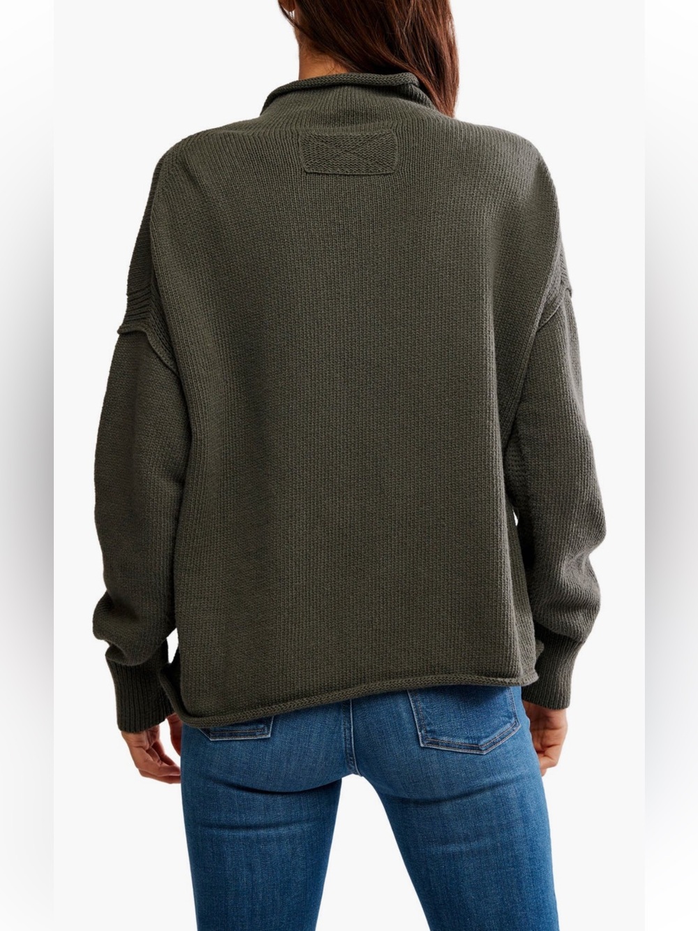 NWT Free People Torres Turtleneck Sweatshirt in Army - Picture 2 of 11